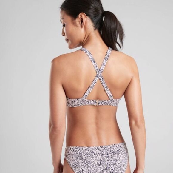 Athleta Aqualuxe Batik Bra-Sized Floral Mid Coverage Bikini Top 40B/C Adjustable - Picture 10 of 10